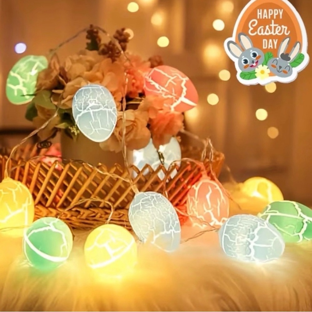 Colorful Easter Crackle Eggs Shaped String Lights LED Lights Decoration Egg Hunt